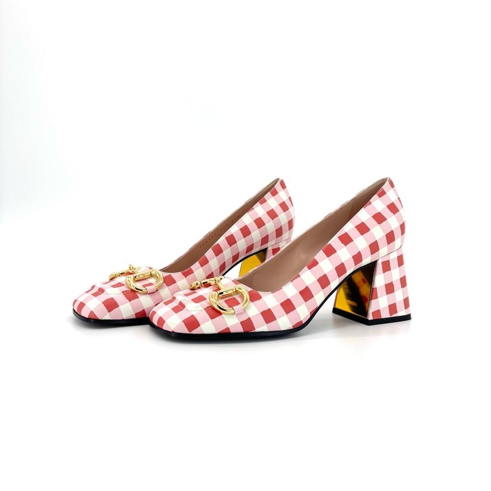 Gucci Baby Horsebit Ken Scott Garden Checkered Platform Heels Pumps 37.5